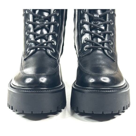 Sam Edelman Elliot Black Leather Platform Combat Boot Lace Up Womens 7M New $180 - Picture 3 of 13